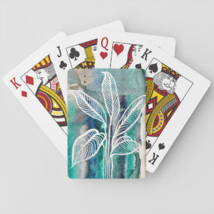  Turquoise Blue & Teal Modern Botanical Watercolor Playing Cards