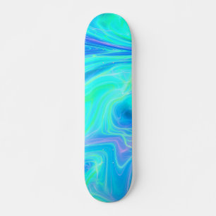 Turquoise Blue Tropical Abstract   Skateboard
