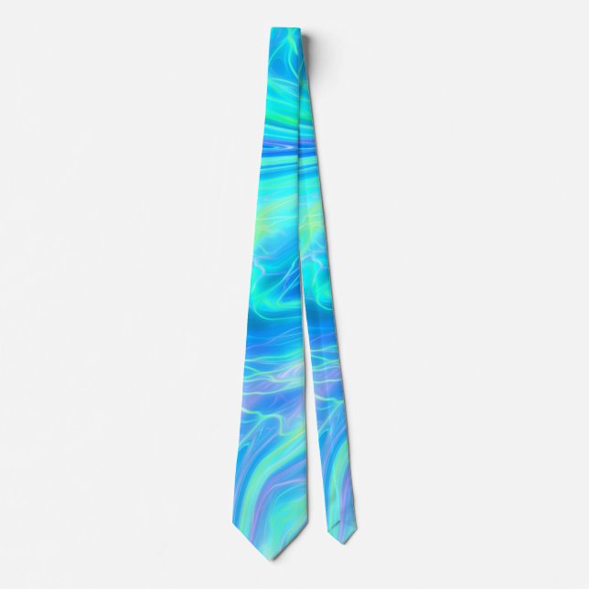 Turquoise Blue Tropical Abstract    Tie (Front)