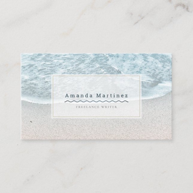 Turquoise Blue Tropical Ocean Beach Business Card (Front)