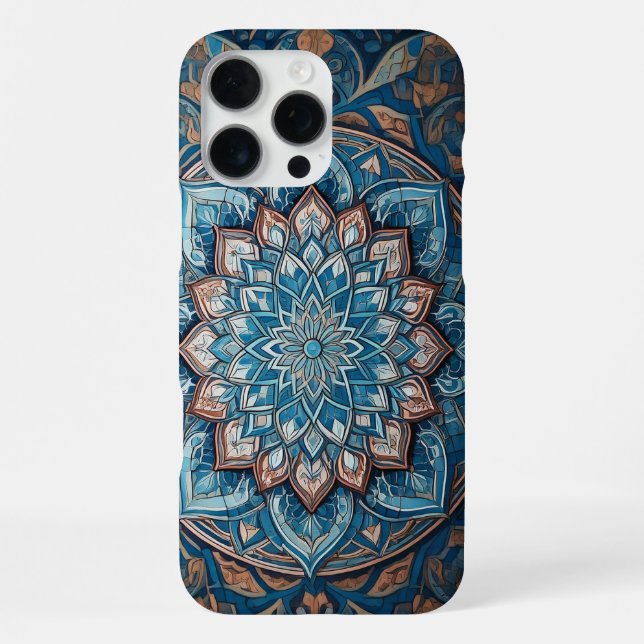 Turquoise Blue Turkish Mandala Pattern iPhone Case (Back)
