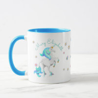 Turquoise Blue Unicorn Princess with Golden Crown