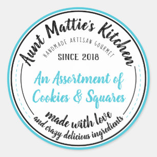 Turquoise Blue Vintage Handmade Gourmet Food Label