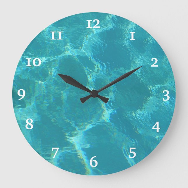Turquoise Blue Water Wall Clock (Front)