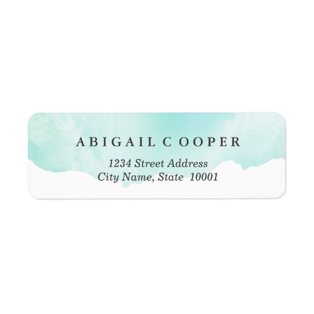 Turquoise Blue Watercolor Label (Front)