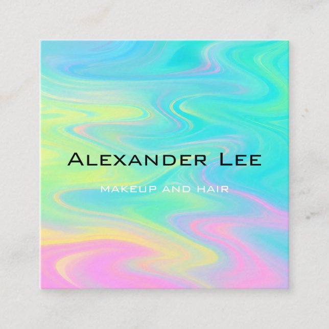 Turquoise Blue Watercolor Texture Square Business  Card (Front)