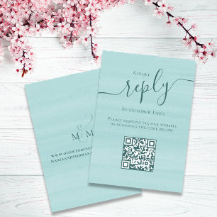 Turquoise Blue Watercolor Wedding RSVP  Enclosure Card