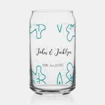 Turquoise blue wedding couple name date flstylish 