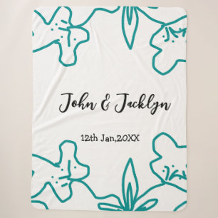 Turquoise blue wedding couple name date flstylish  sherpa blanket