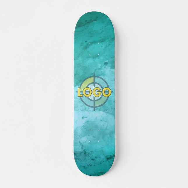 Turquoise Blue White Marble Chill Vibes Skateboard (Front)