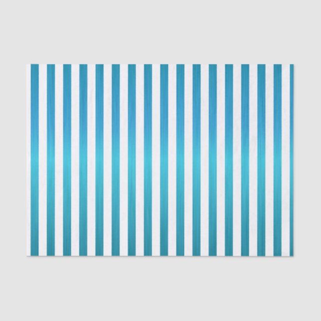 Turquoise Blue & White Stripes Tissue Paper (Front)
