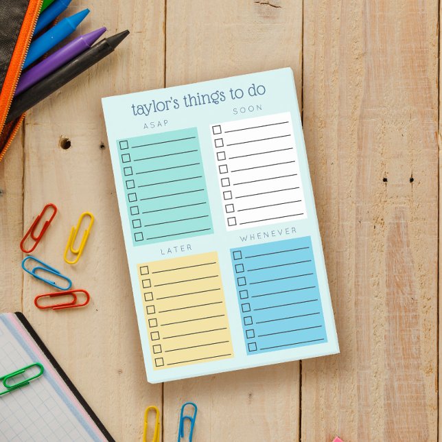 Turquoise Blue Yellow Organised Things to Do Post-it Notes (Creator Uploaded)