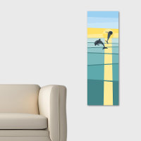 Turquoise-Blue Yellow Sunset Dolphin Vector Art