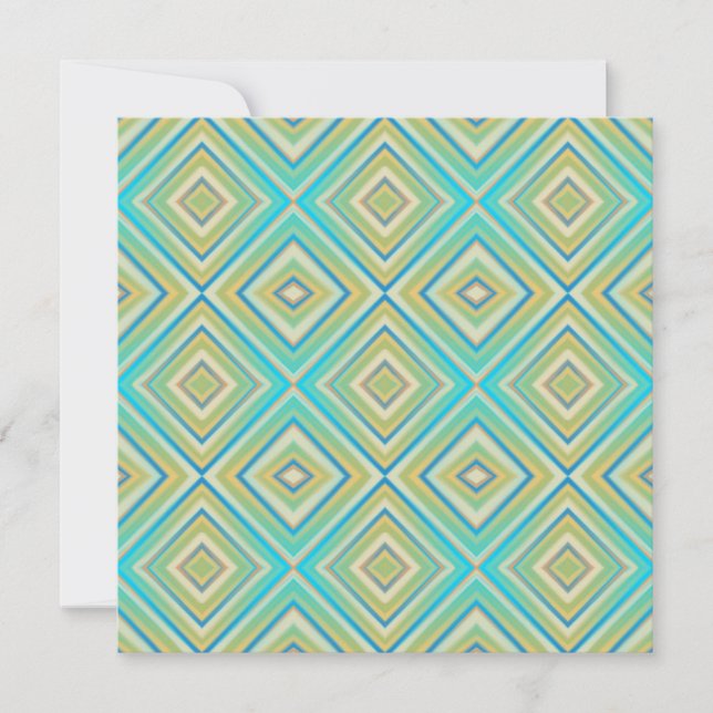 Turquoise Blues Alternative Diamond Pattern Holiday Card (Front)