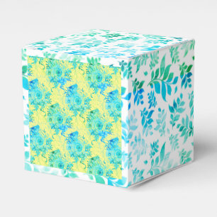 Turquoise Blues with Yellow and White, Floral Favour Box