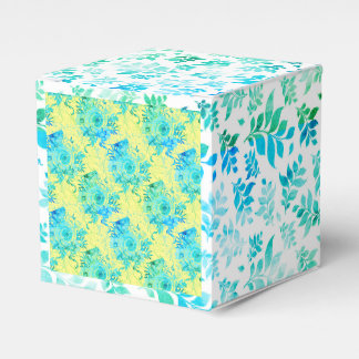 Turquoise Blues with Yellow and White, Floral Favour Box