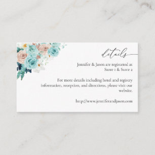 Turquoise & Blush Pink Floral Enclosure Card 2