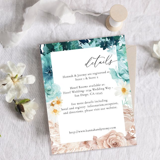 Turquoise & Blush Pink Floral Enclosure Card 3-V2 (Creator Uploaded)