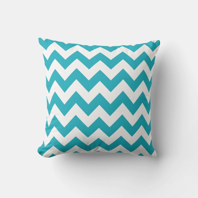 Turquoise Bold Chevron Cushion (Front)