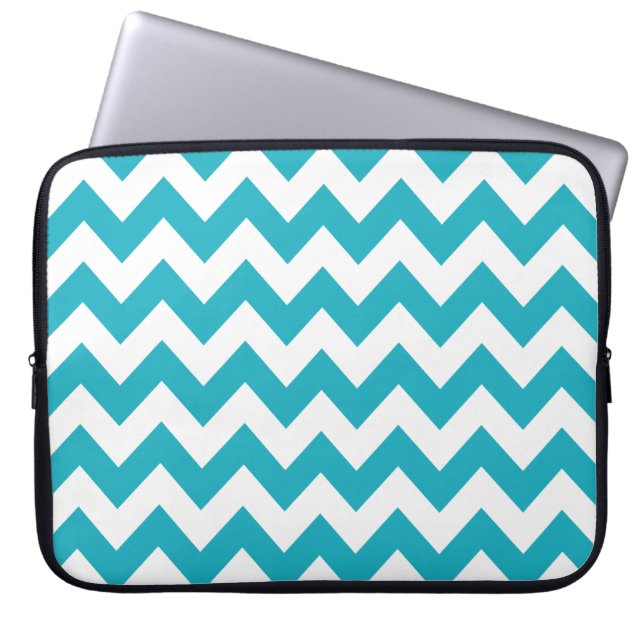 Turquoise Bold Chevron Laptop Sleeve (Front)