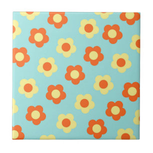 Turquoise Bold Y2K Wildflower Vibrant Spring Decor Tile