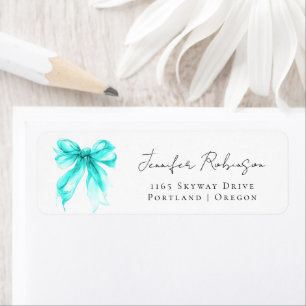 Turquoise Bow Coquette Script Sweet 16 Party 