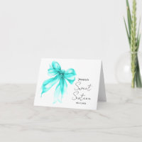 Turquoise Bow Coquette Script Sweet 16 Thank You