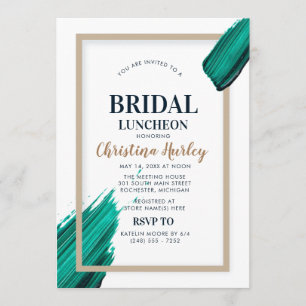 turquoise Bridal Luncheon acrylic moder Invitation
