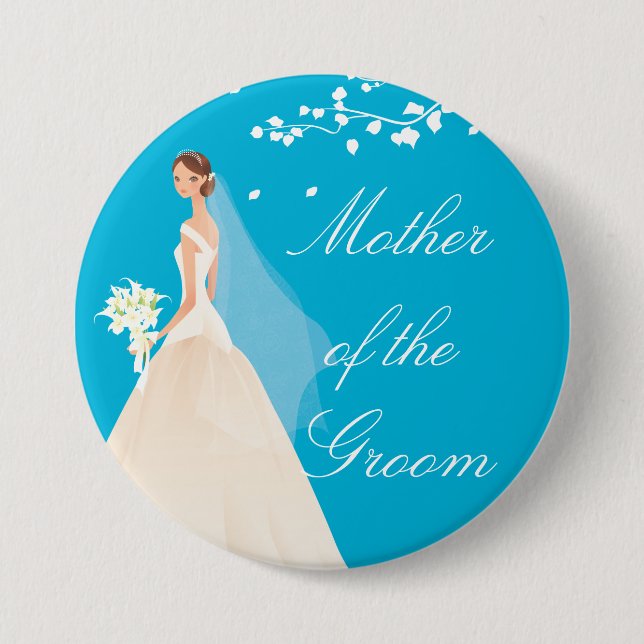 Turquoise Bride MOG Bridal Party  Button (Front)