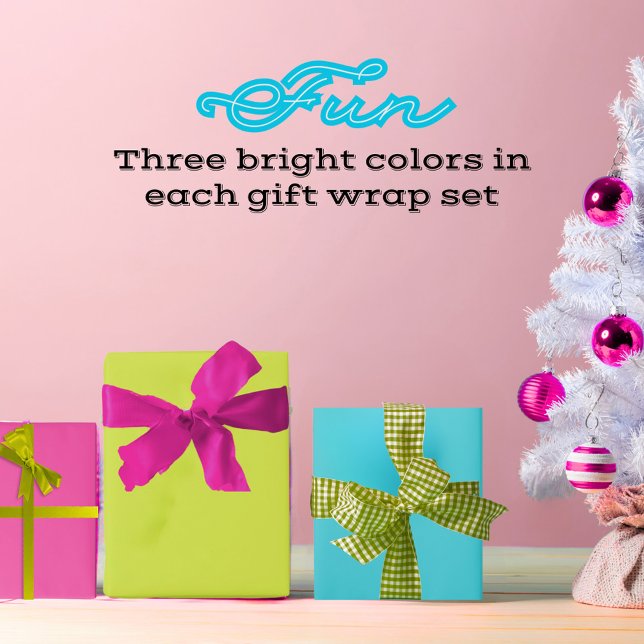 Turquoise Bright Green Hot Pink Maximal Wrapping Paper Sheet (Fun bright Christmas colors: Turquoise, Pear Green, and Hot Pink)