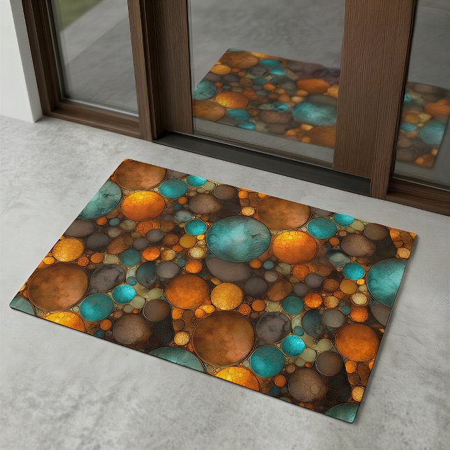 Turquoise Brown Abstract Fractal Pattern Doormat (Creator Uploaded)