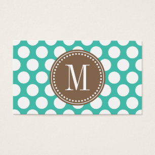 Turquoise & Brown Big Polka Dots Monogrammed