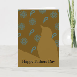 Turquoise Brown Gold Bird Silhouette Card