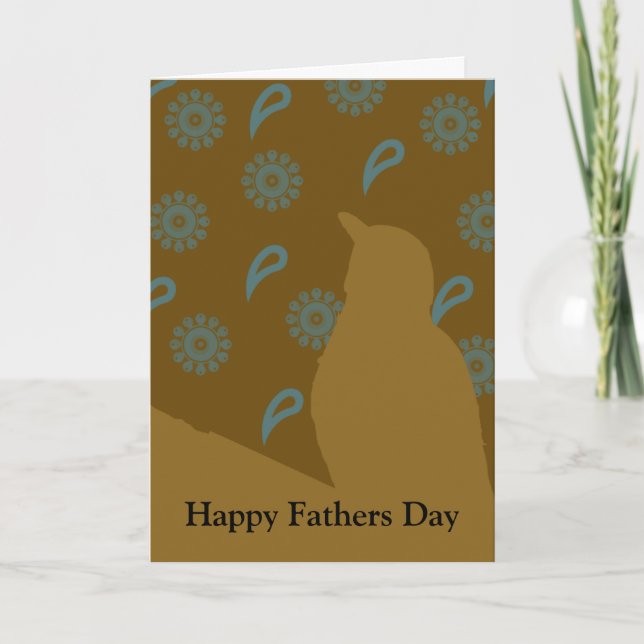 Turquoise Brown Gold Bird Silhouette Card (Front)