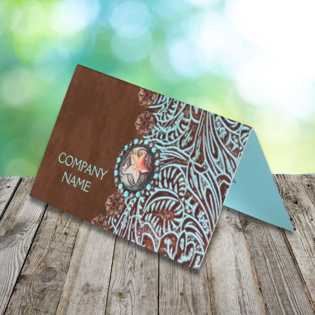 turquoise brown western country tooled leather (turquoise brown western country tooled leather)