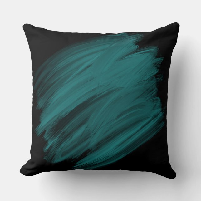Turquoise Brush Strokes   Cushion (Front)