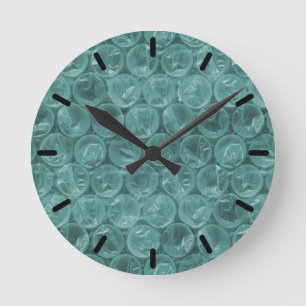 Turquoise bubble wrap pattern round clock