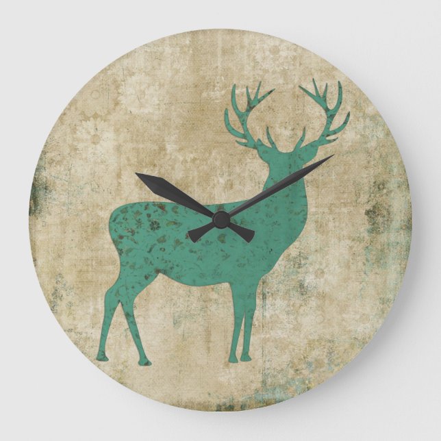 Turquoise Buck Silhouette Clock (Front)