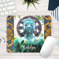 Turquoise Buddha Antique Gold Mosaic Photo Name