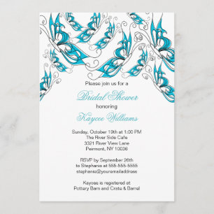 Turquoise Butterflies Bridal Shower Invitation