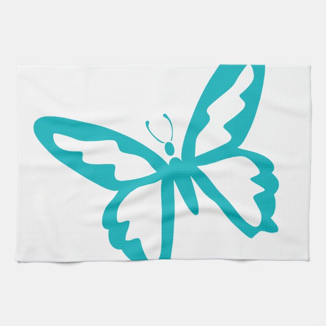 Turquoise Butterfly fly,caterpillar,pattern,insect Tea Towel (Horizontal)