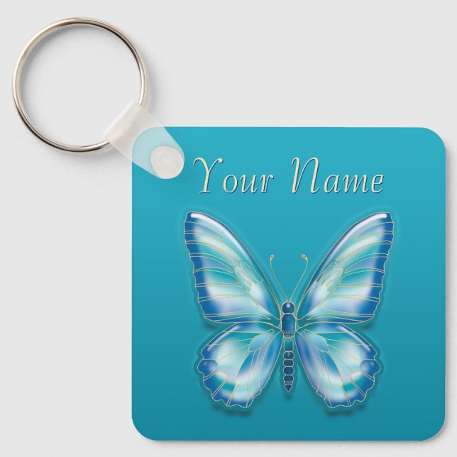 Turquoise Butterfly Key Ring (Front)