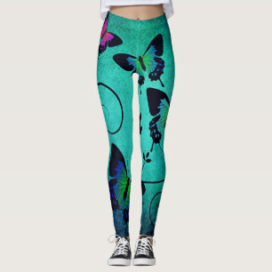 Turquoise Butterfly Leggings