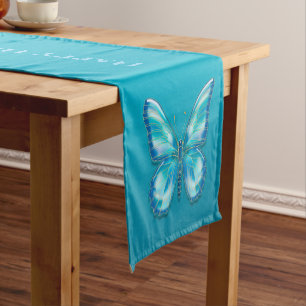Turquoise Butterfly Short Table Runner