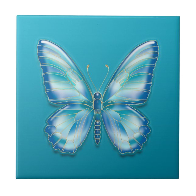Turquoise Butterfly Tile (Front)
