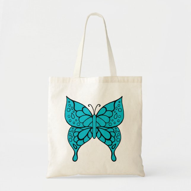 Turquoise Butterfly Tote Bag (Front)