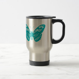Turquoise Butterfly Travel Mug