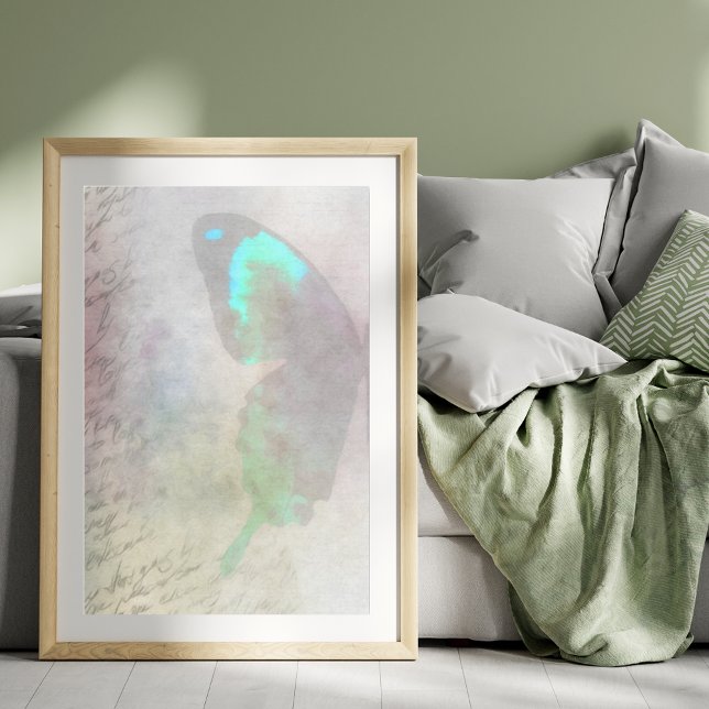 Turquoise Butterfly Wing Vintage Handwriting Tissue Paper (Creator Uploaded)