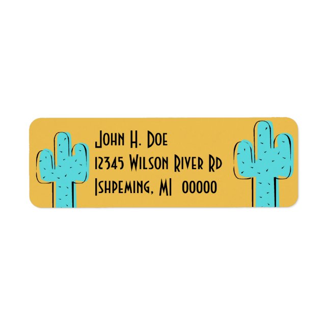 Turquoise Cactus Southwestern Address Labels (Front)