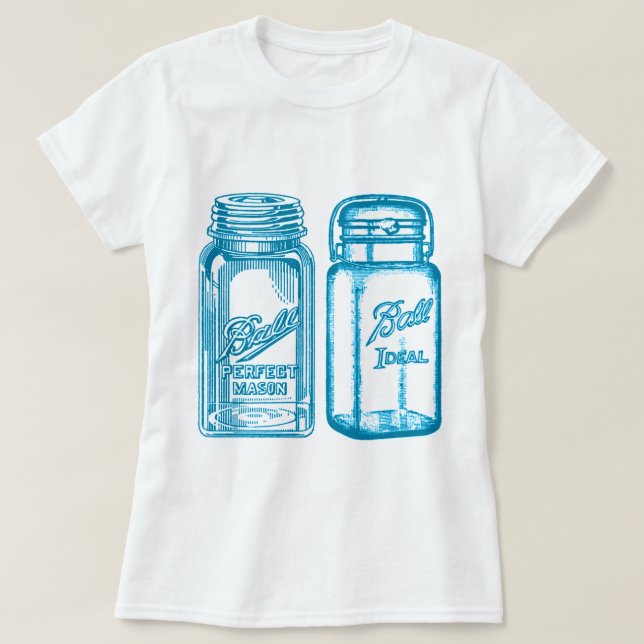 Turquoise Canning Jars T-Shirt (Design Front)